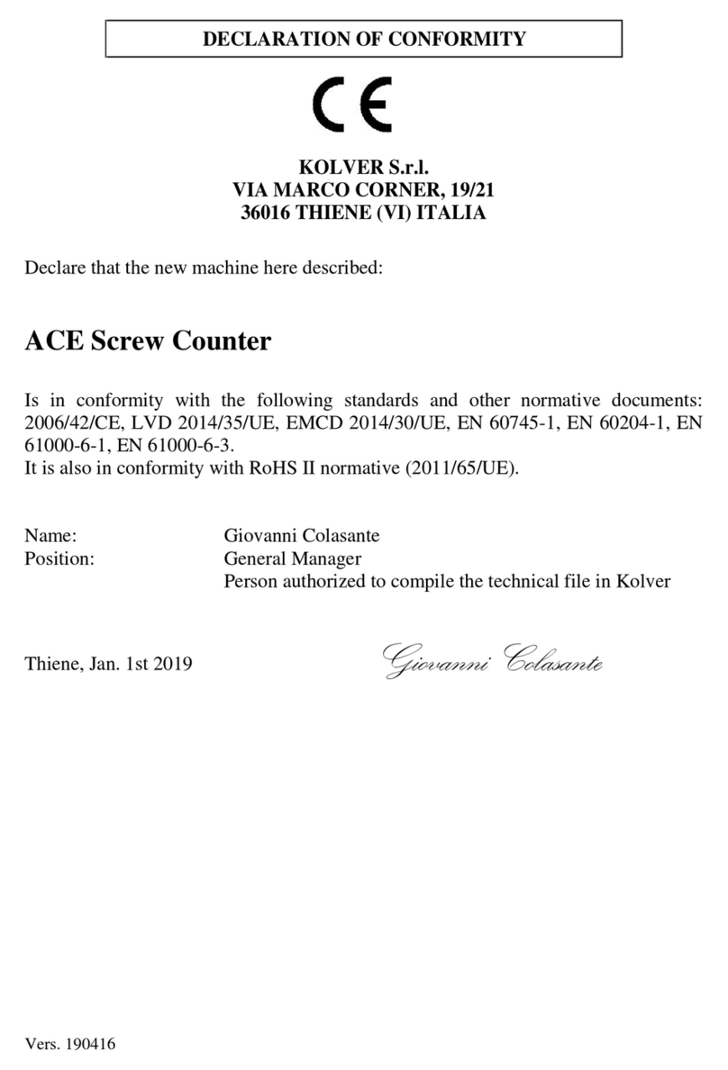 Kolver ACE Screw Counter Operator's handbook Kolver ACE Screw Counter Operator's handbook