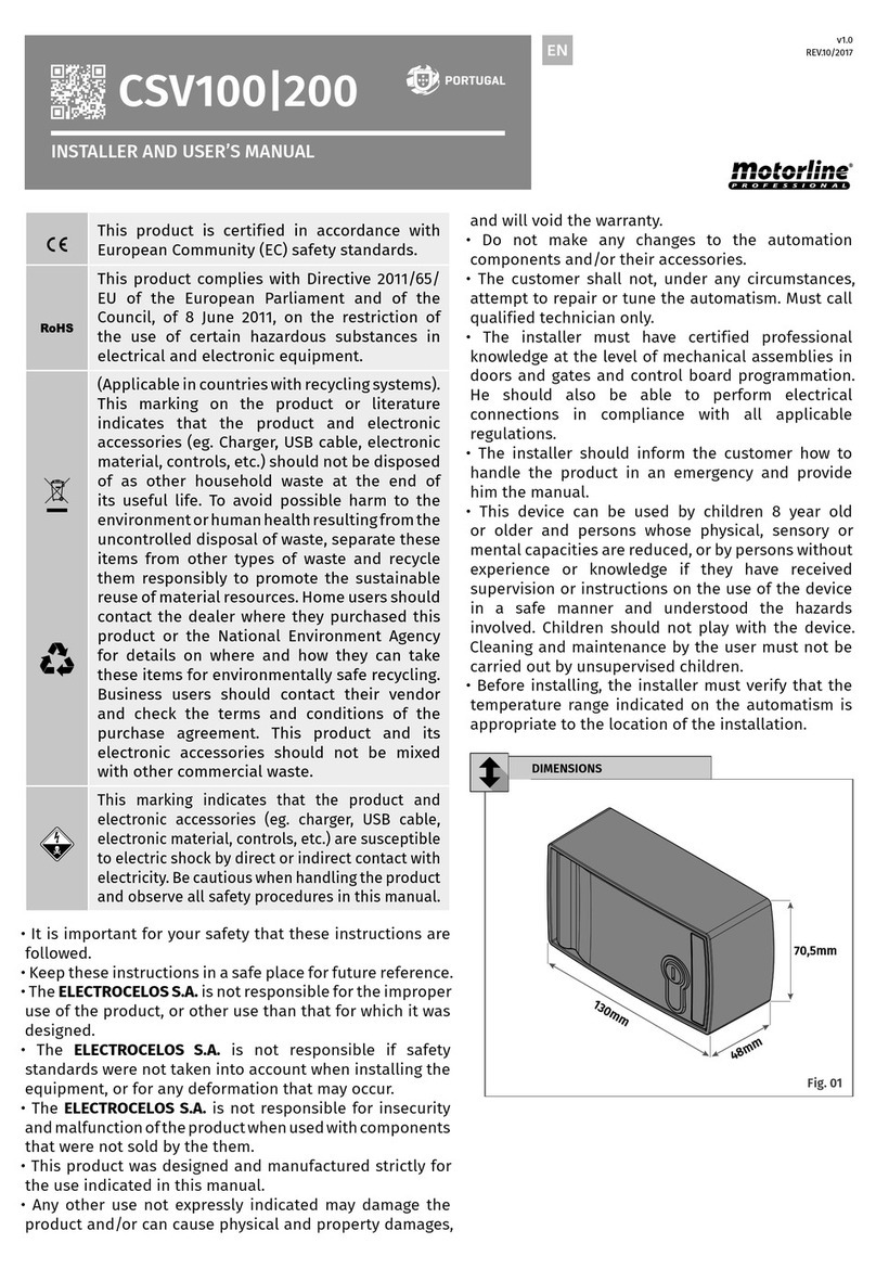 Motorline professional CSV100 installer and user manual