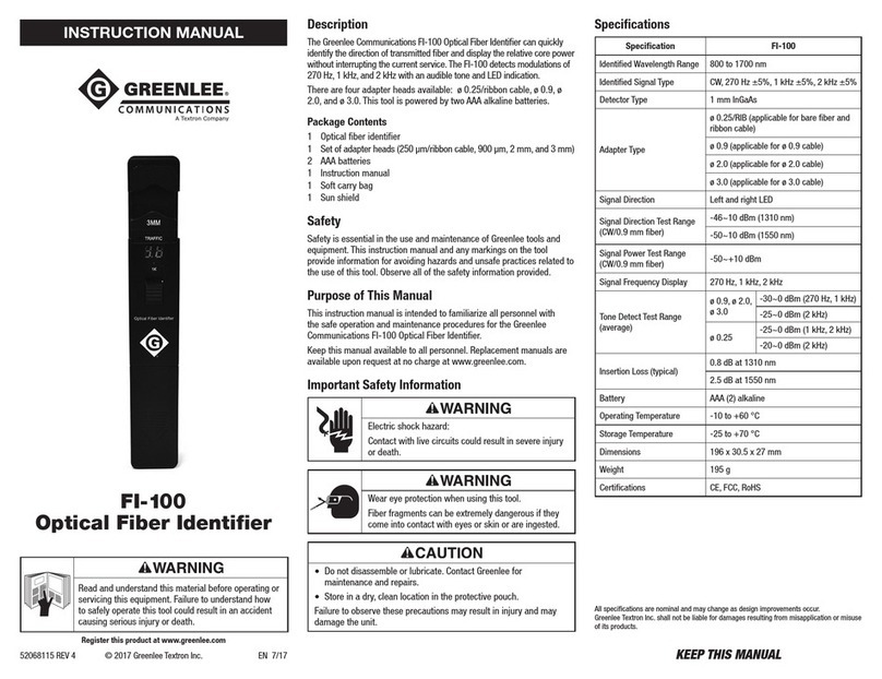 Greenlee FI-100 User manual