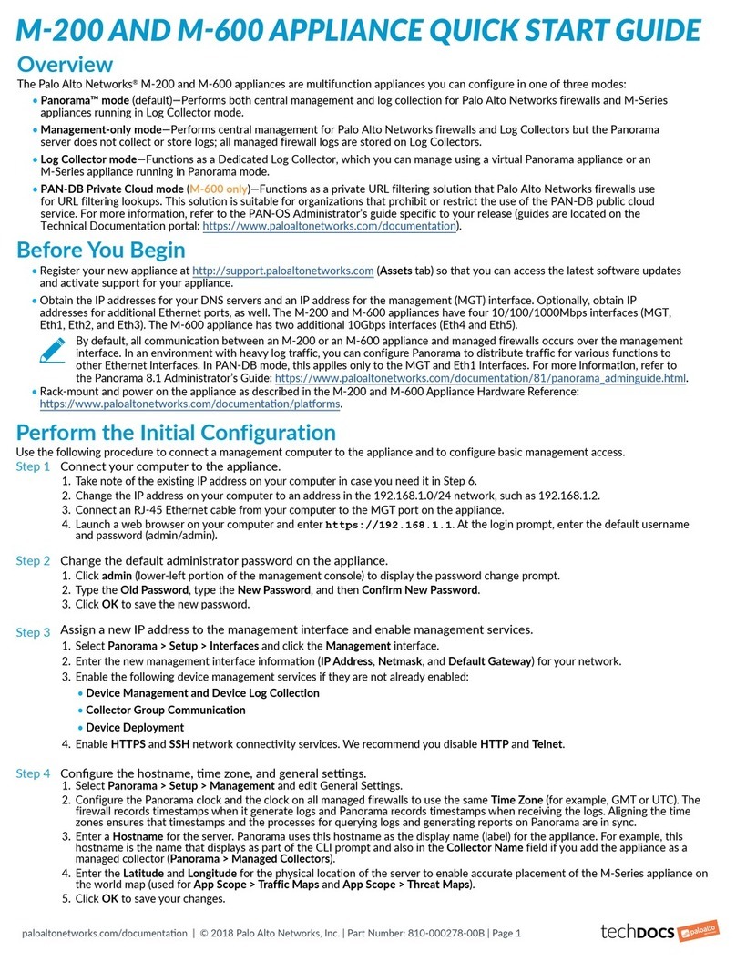 PaloAlto Networks M-200 quick start guide