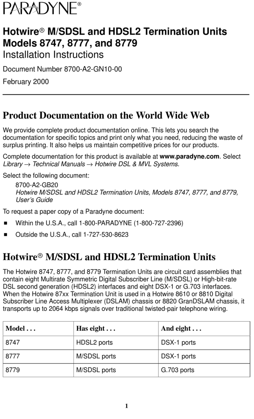 Paradyne Hotwire 8747 installation instructions Paradyne Hotwire 8747 installation instructions