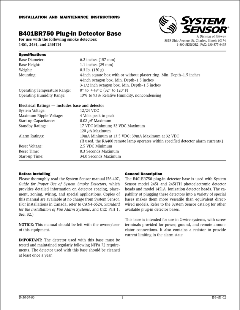 System Sensor B401BR750 Installation and maintenance instructions