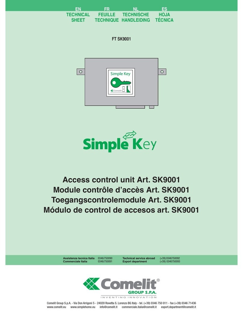 Comelit FT SK9001 Technical sheet