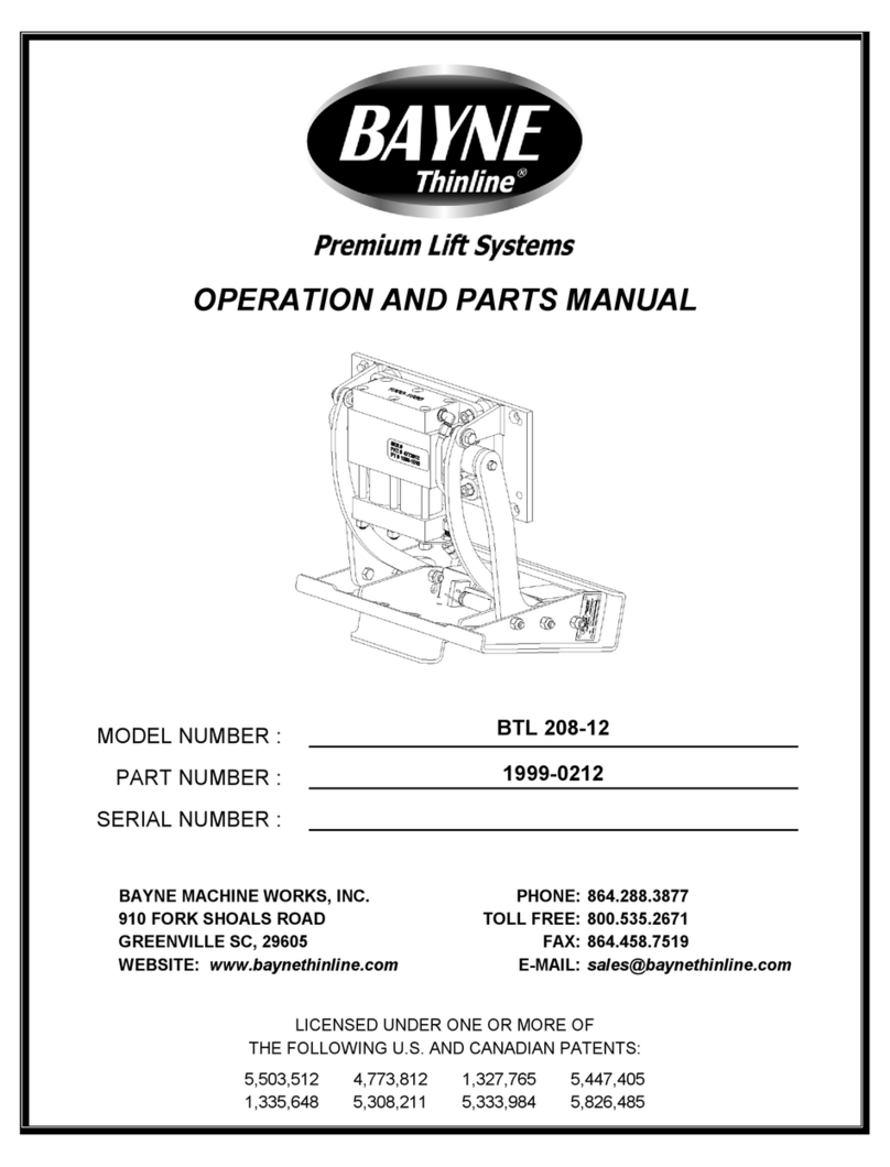 Bayne Thinline BTL 208-12 Operation and parts manual