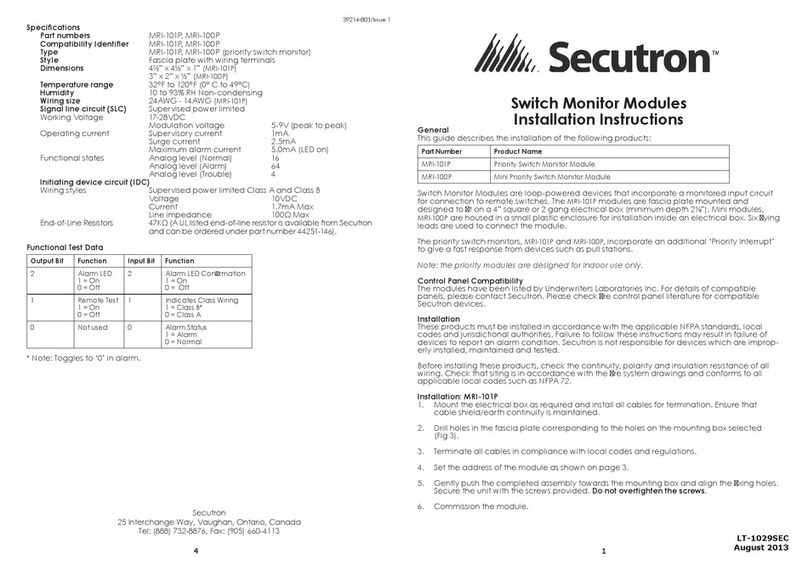 Secutron MRI-101P installation instructions