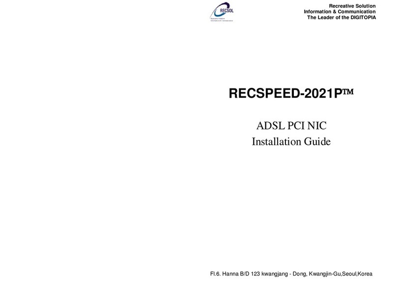 RecSol RECSPEED-2021P installation guide