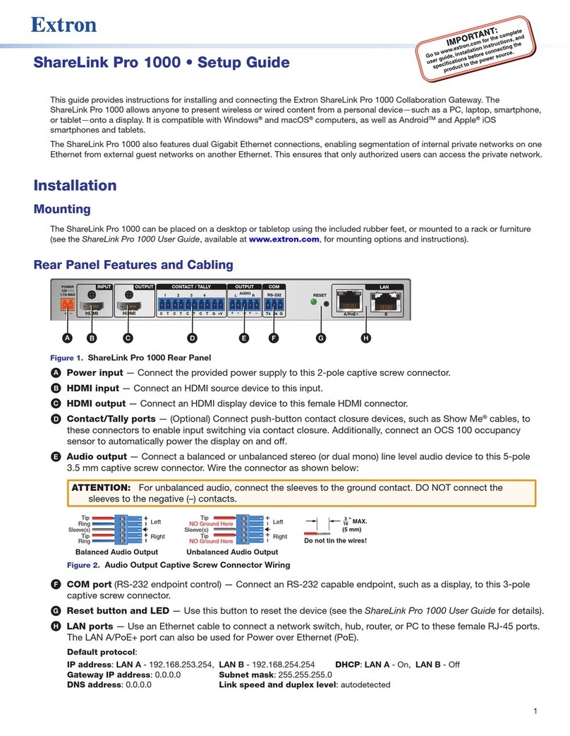 Extron electronics ShareLink Pro 1000 User manual Extron electronics ShareLink Pro 1000 User manual