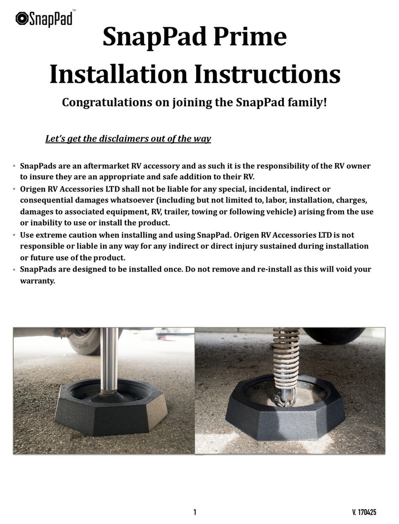 Origen RV Accessories SnapPad Prime installation instructions