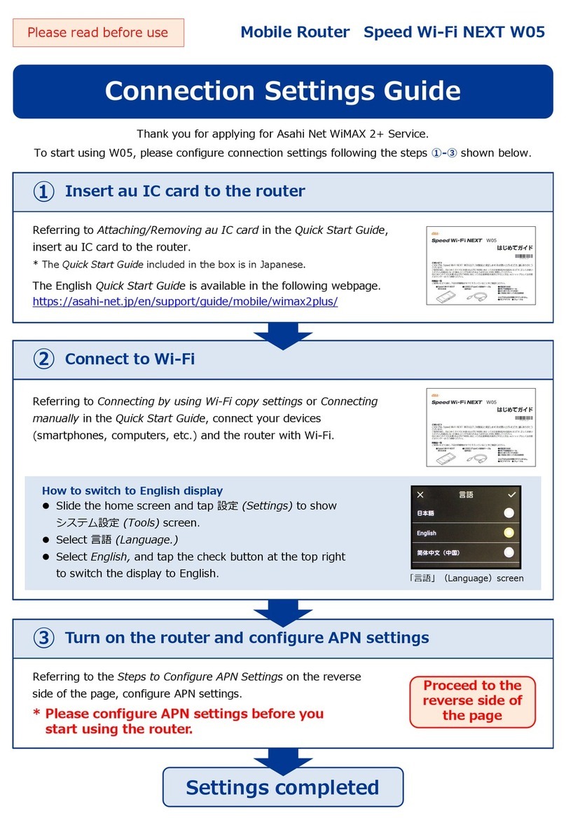 Asahi Net W05 User manual