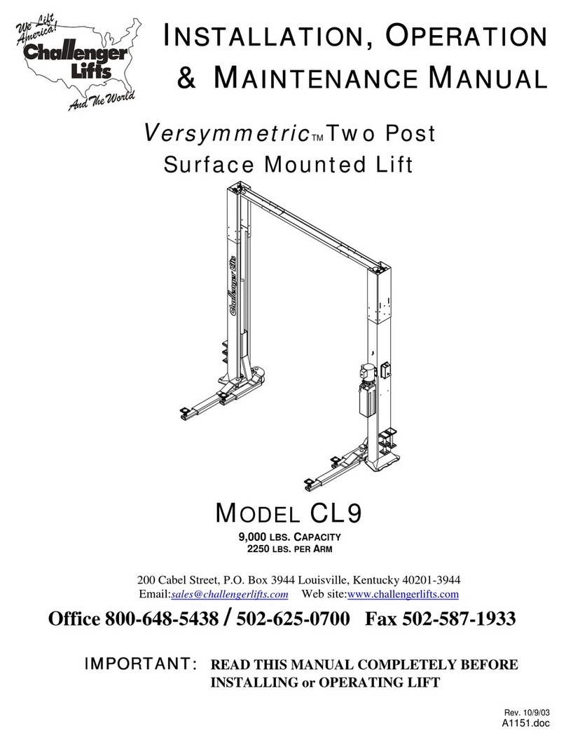 Challenger Lifts Versymmetric CL9 Instruction manual