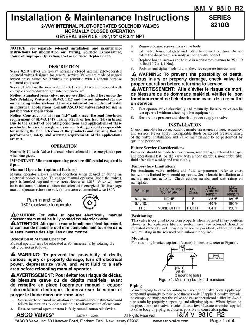 ASCO Valves 8210G Series Installation and operating instructions