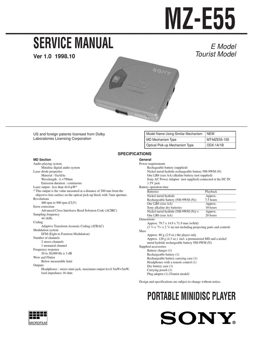 Sony MD Walkman MZ-E55 User manual