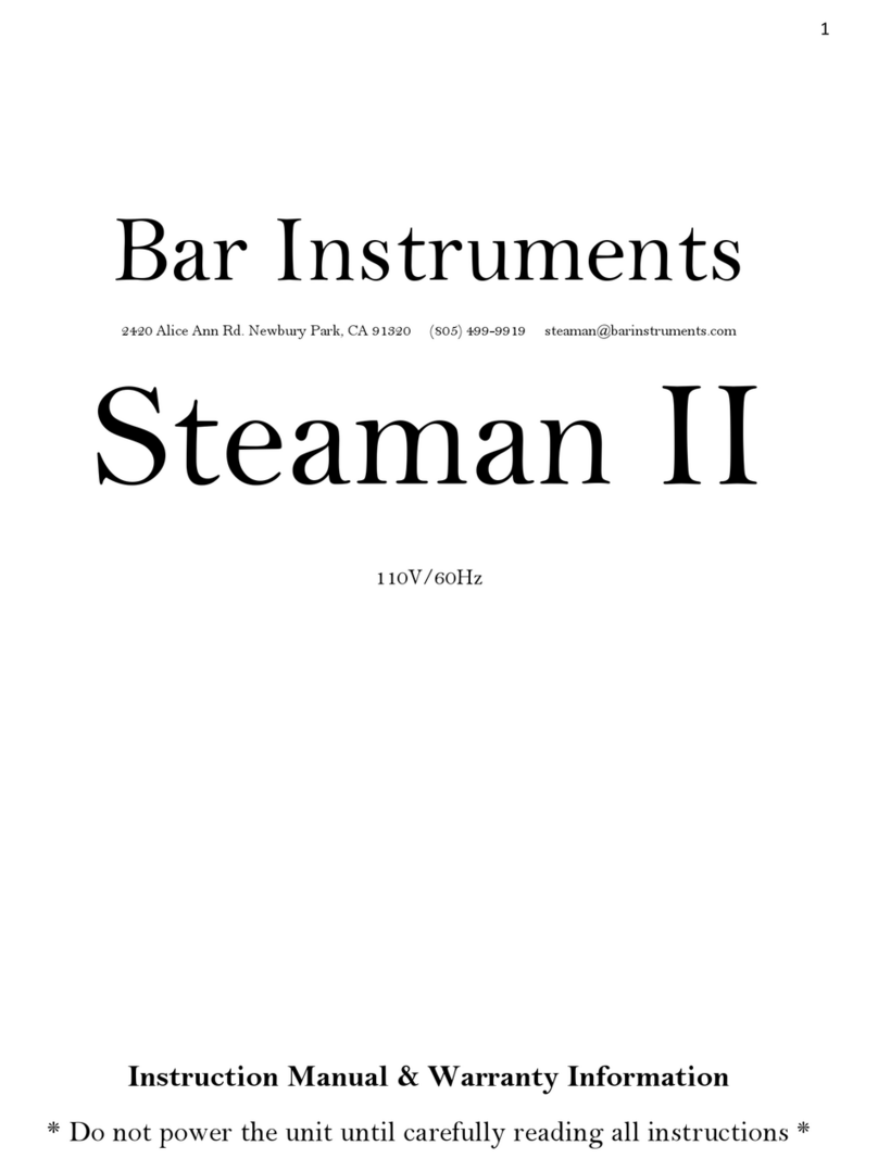 Bar Instruments Steaman II Instruction manual &  warranty information