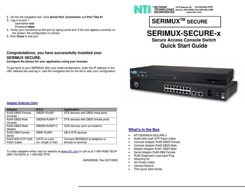 Network Technologies Incorporated SERIMUX-SECURE-x quick start guide Network Technologies Incorporated SERIMUX-SECURE-x quick start guide