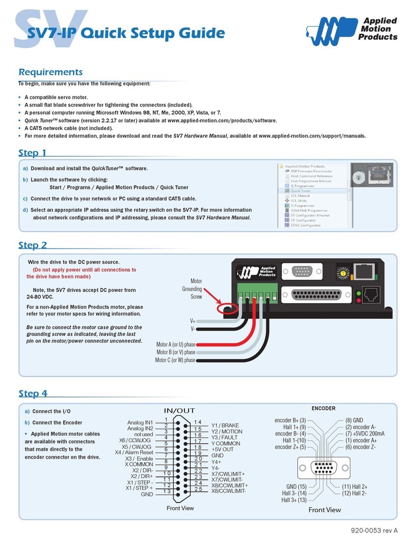 Applied Motion Products SV7-IP Quick setup guide Applied Motion Products SV7-IP Quick setup guide