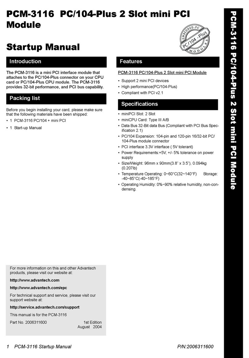 Advantech PCM-3116 Installation and operation manual