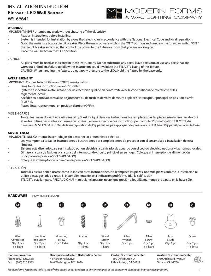 Modern Forms WS-66641 Installation instruction
