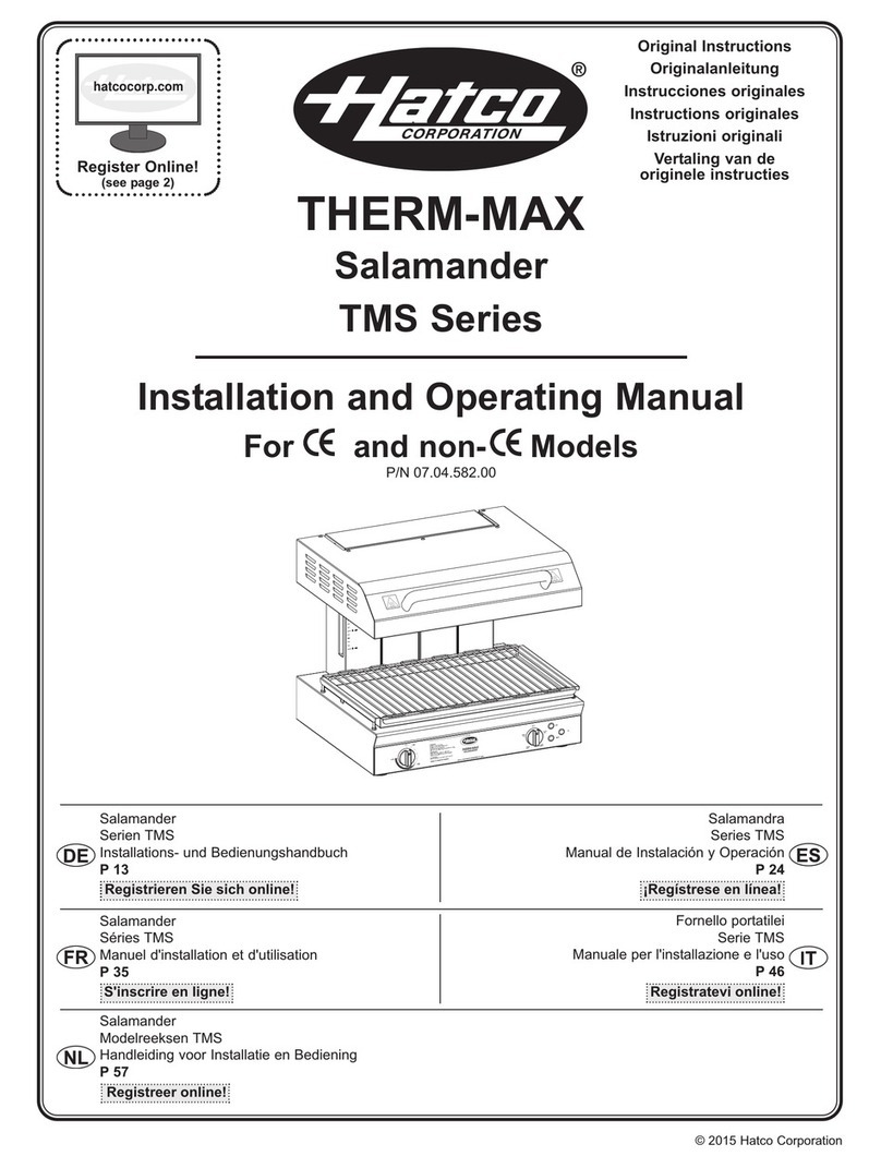 Hatco TMS Series Installation and operating manual