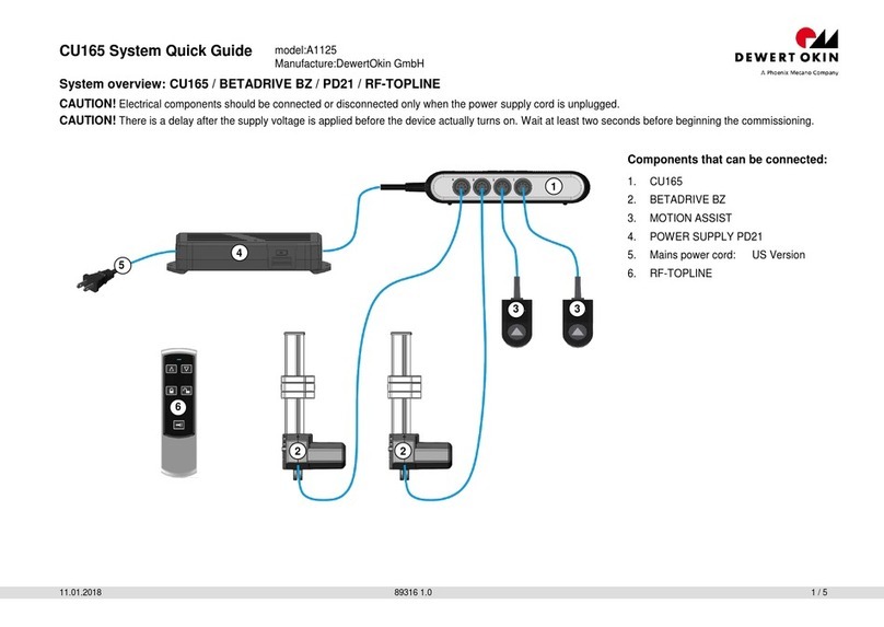 dewert okin CU165 Product Quick Guide