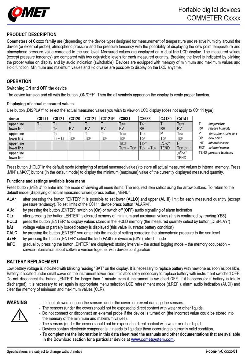 Comet Commeter C0111 manual Comet Commeter C0111 manual