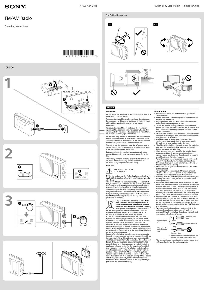 Sony ICF-506 operating instructions