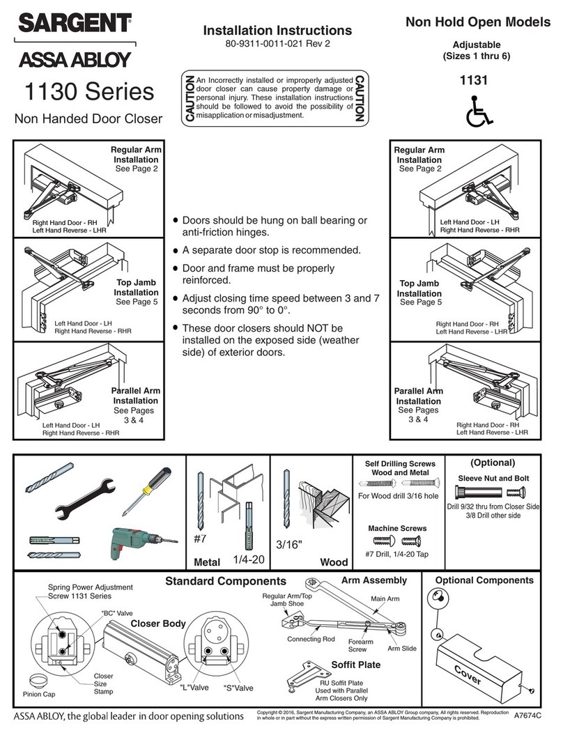 Sargent 1130 Series installation instructions Sargent 1130 Series installation instructions