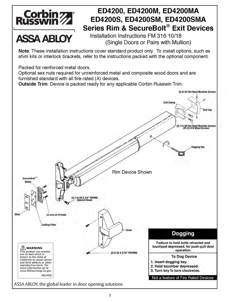 Corbin Russwin Rim & SecureBolt ED4200 series User manual