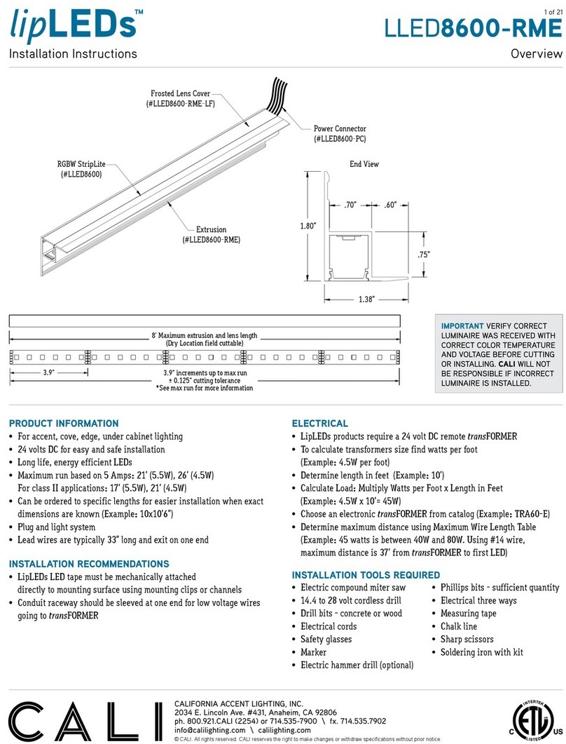 California Accent Lighting lipLEDs LLED8600-RME installation instructions California Accent Lighting lipLEDs LLED8600-RME installation instructions