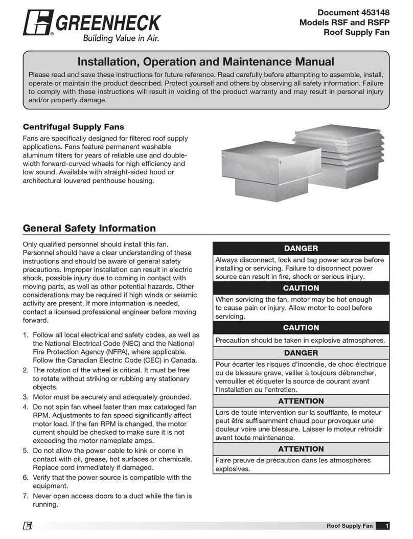Greenheck RSF Installation, operation and maintenance manual