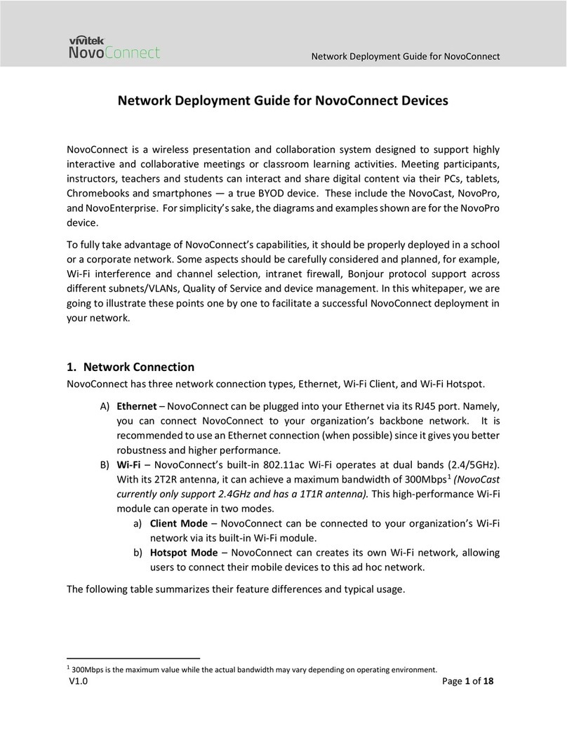 Vivitek NovoConnect Quick reference guide