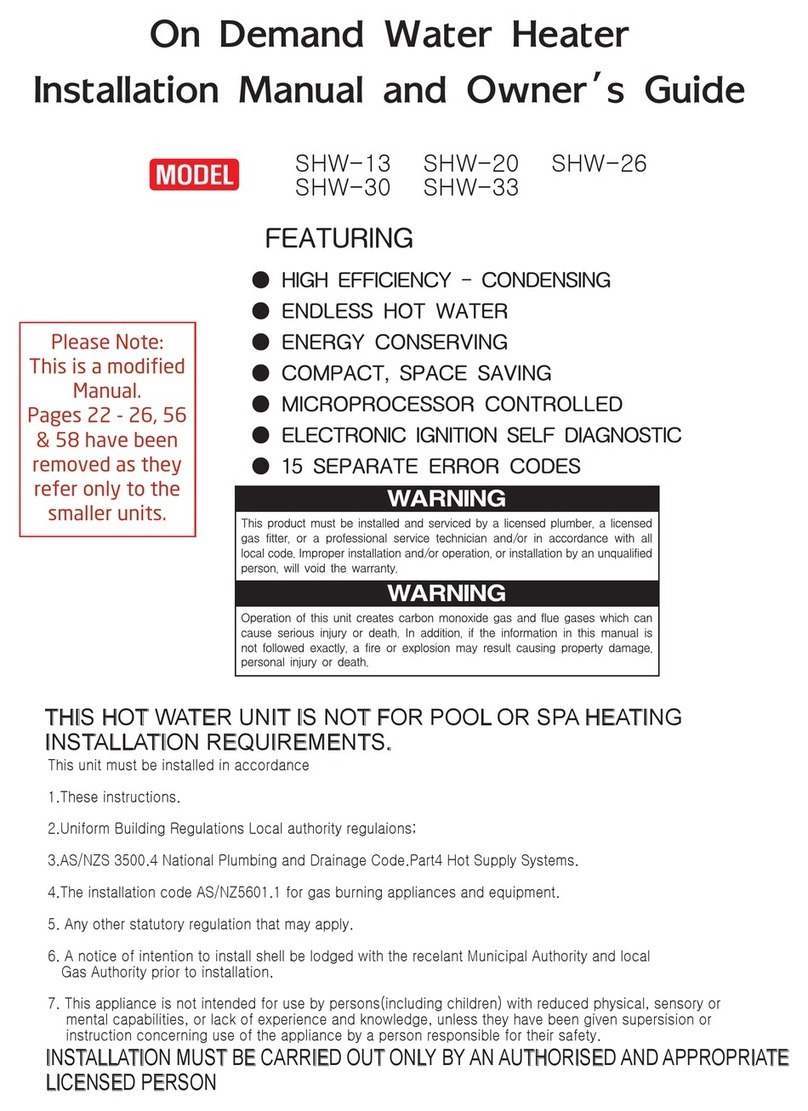 Daesung Celtic SHW-13 Installation manual and owner's guide