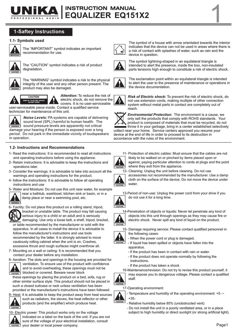 Unika EQ151X2 instruction manual