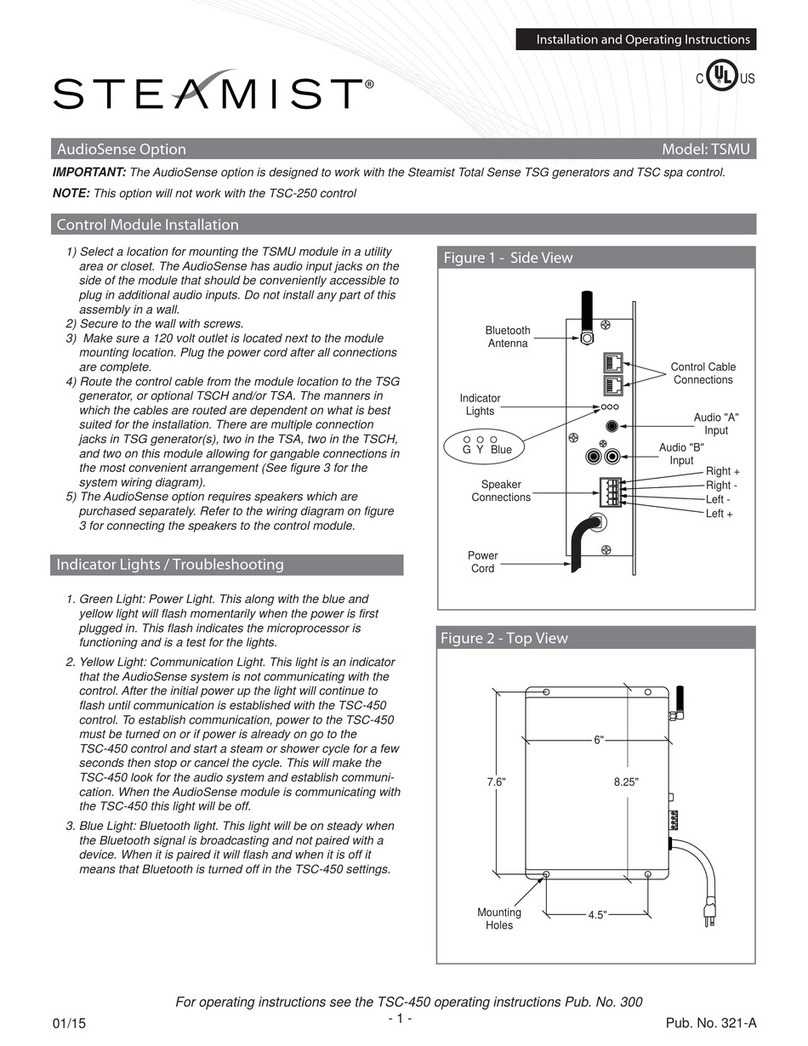Steamist TSMU Installation and operating instructions