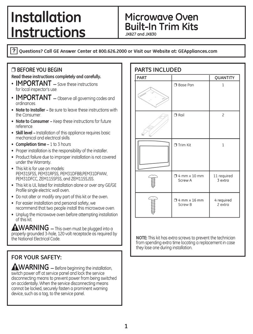 GE JX827 installation instructions