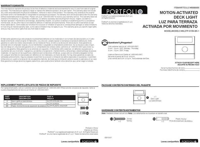 Portfolio SL27P-S15N-BK-1 manual