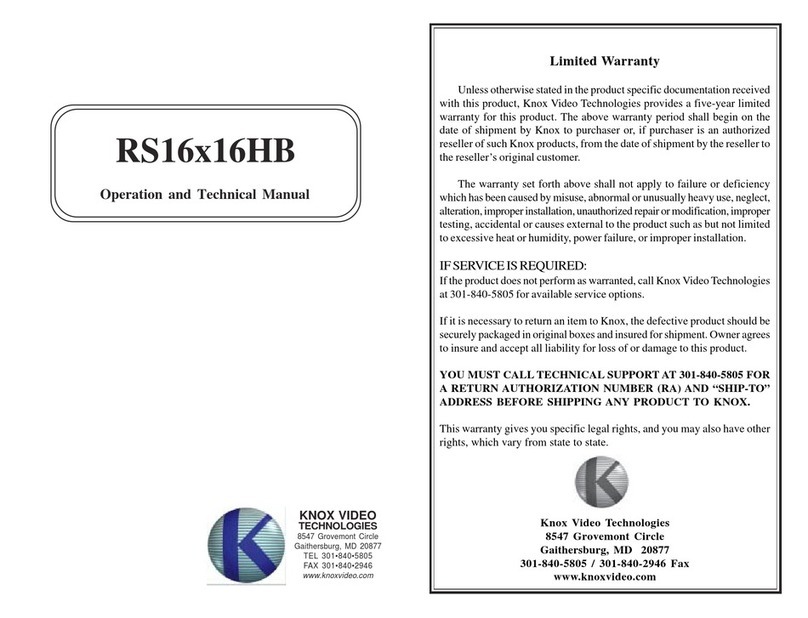 Knox Video RS16x16HB User manual