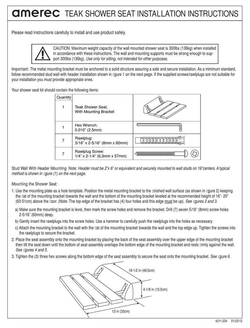 Amerec TEAK SHOWER SEAT installation instructions
