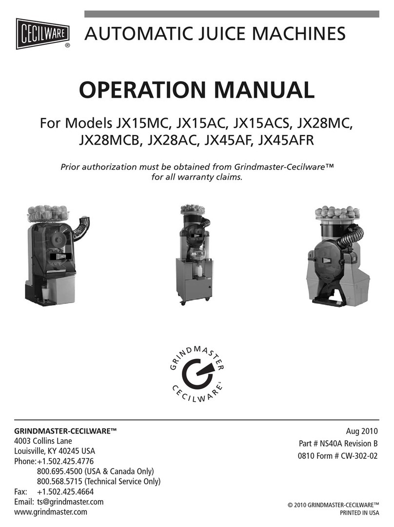 Grindmaster Cecilware JX15MC Operation manual