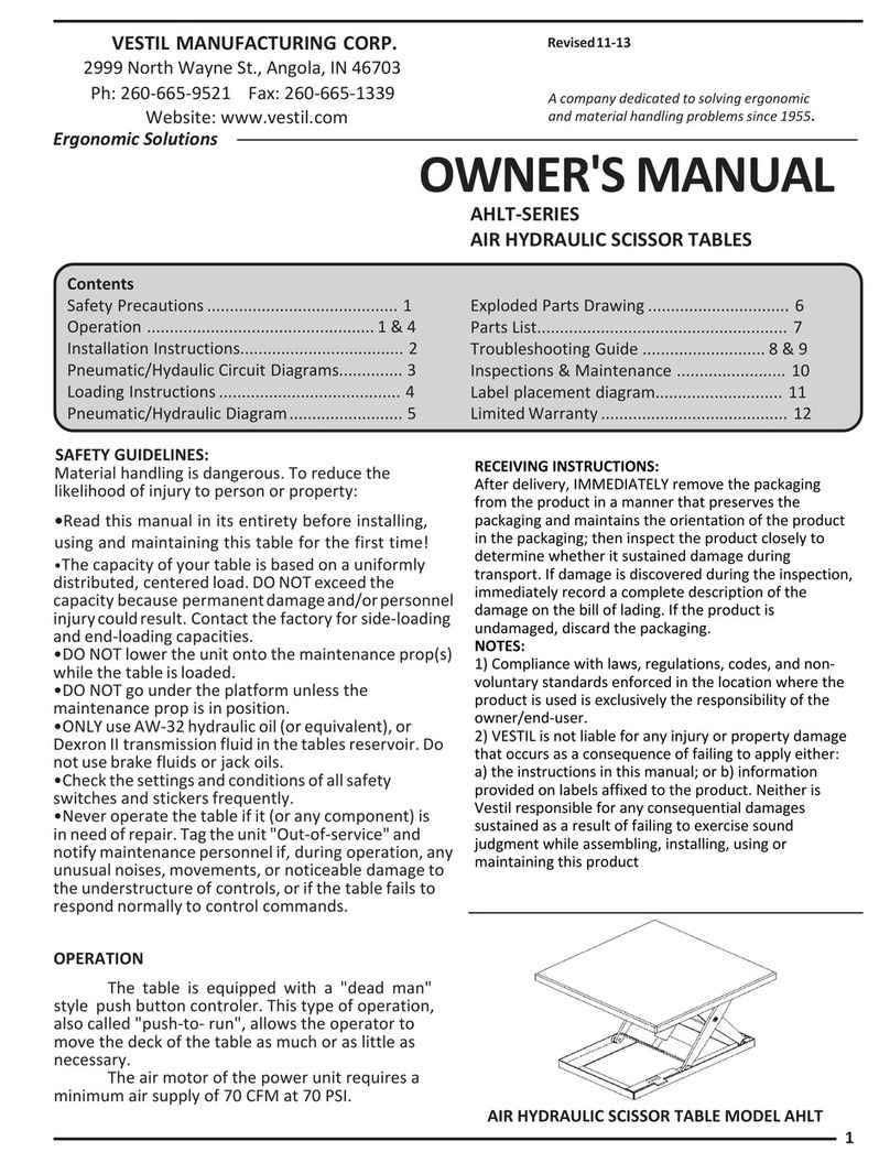 Vestil AHLT Series owner's manual Vestil AHLT Series owner's manual