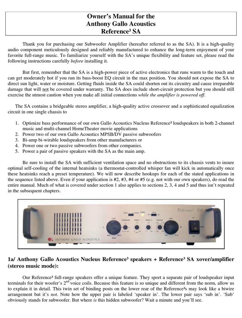 Anthony Gallo Acoustics Reference SA owner's manual