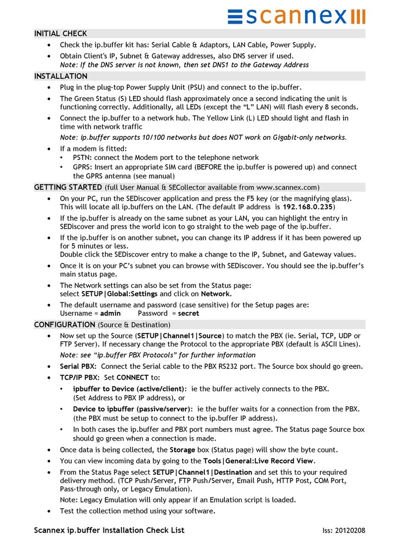 Scannex ip.buffer Installation checklist