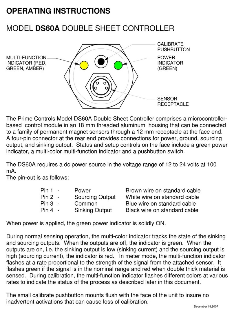 Prime Controls DS60A operating instructions