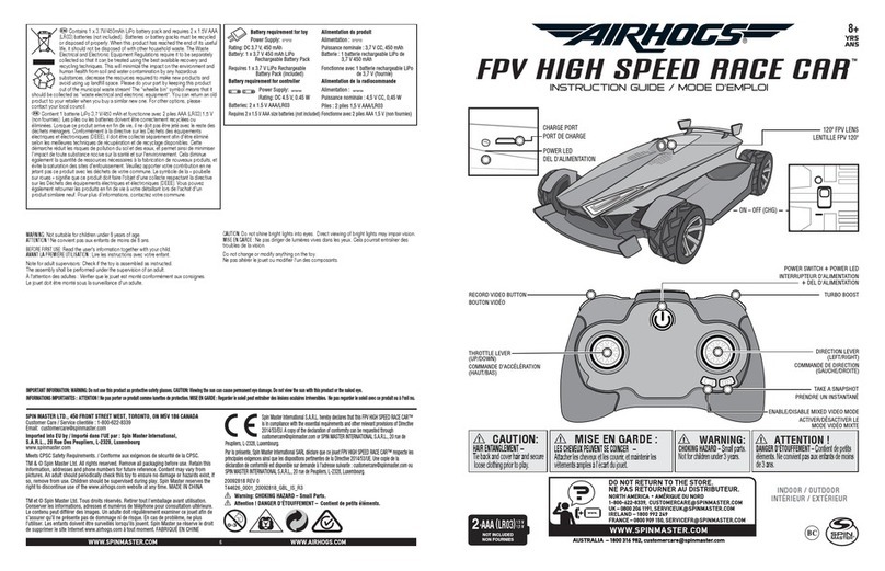 Air Hogs FPV High Speed Race Car Instruction guide