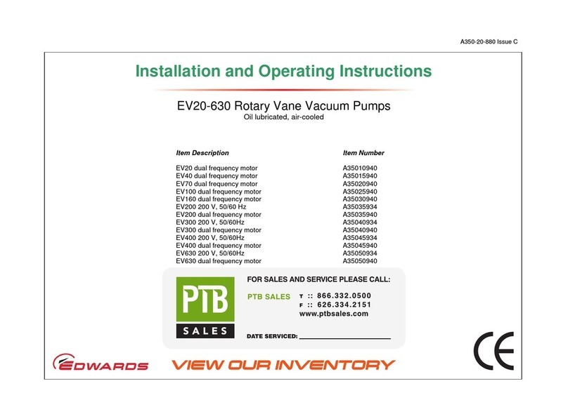 Edwards EV20 operating instructions