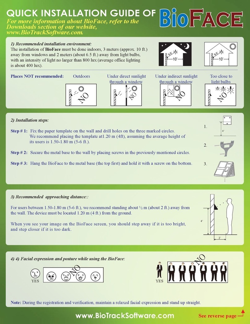 BioTrack BioFace Quick installation guide