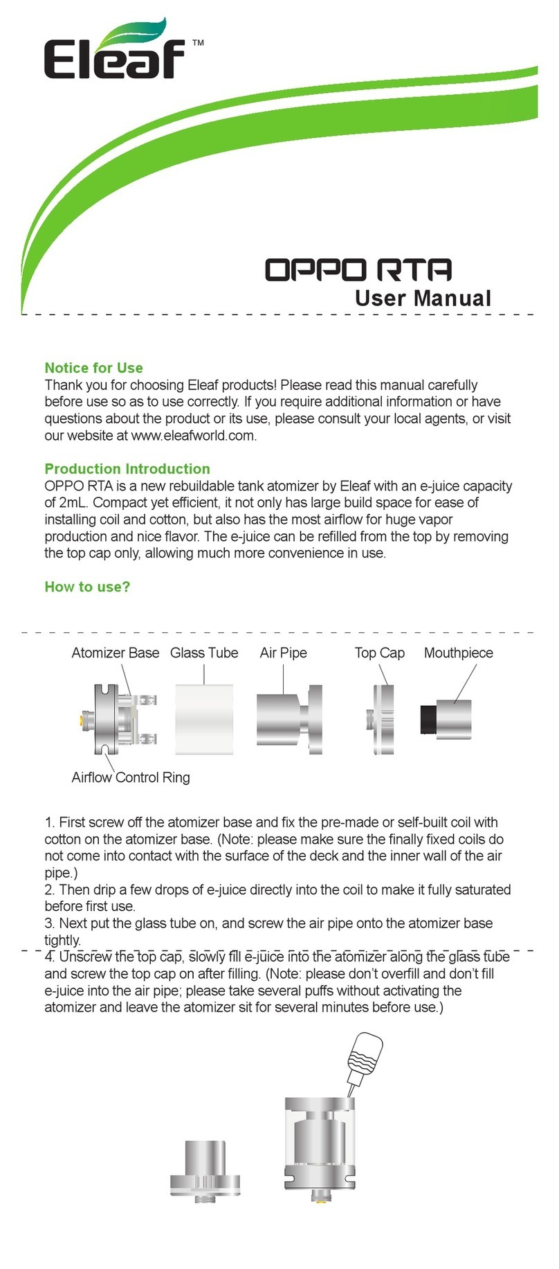 Eleaf OPPO RTA User manual