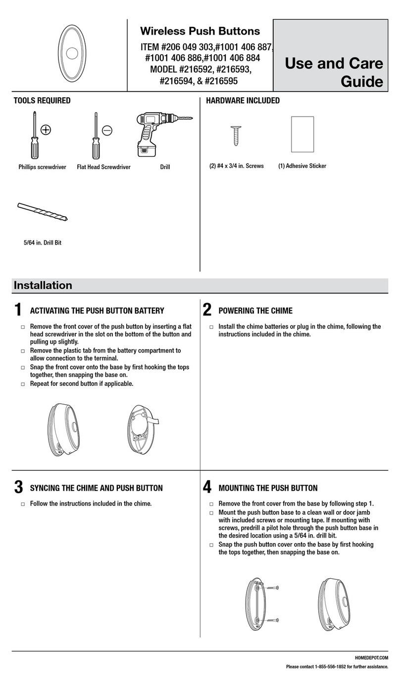 HOMEDEPOT Wireless Push Button Use and care guide