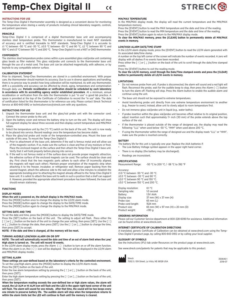 Streck Temp-Chex Digital II Instructions for use