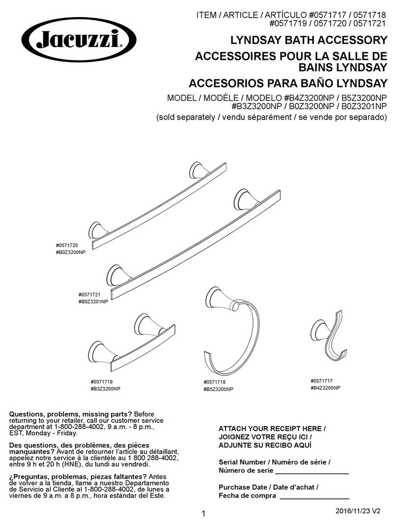 Jacuzzi LYNDSAY series installation manual Jacuzzi LYNDSAY series installation manual