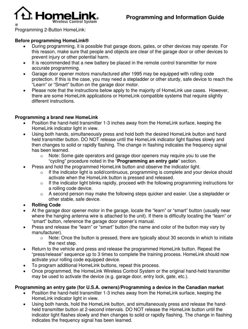Gentex HomeLink 2-Button Owner's manual